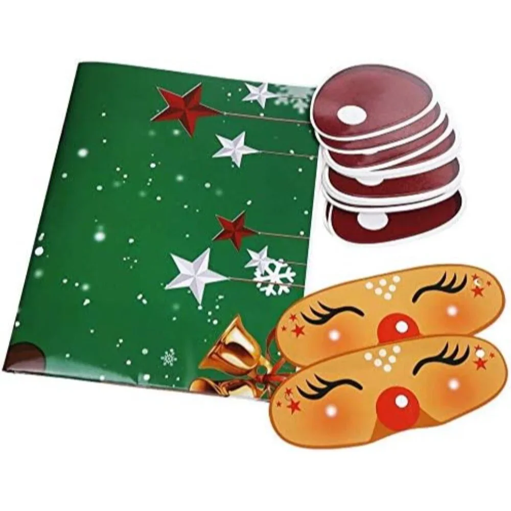 Interactive Christmas Party Game - Pin The Nose on Reindeer Poster with Stickers